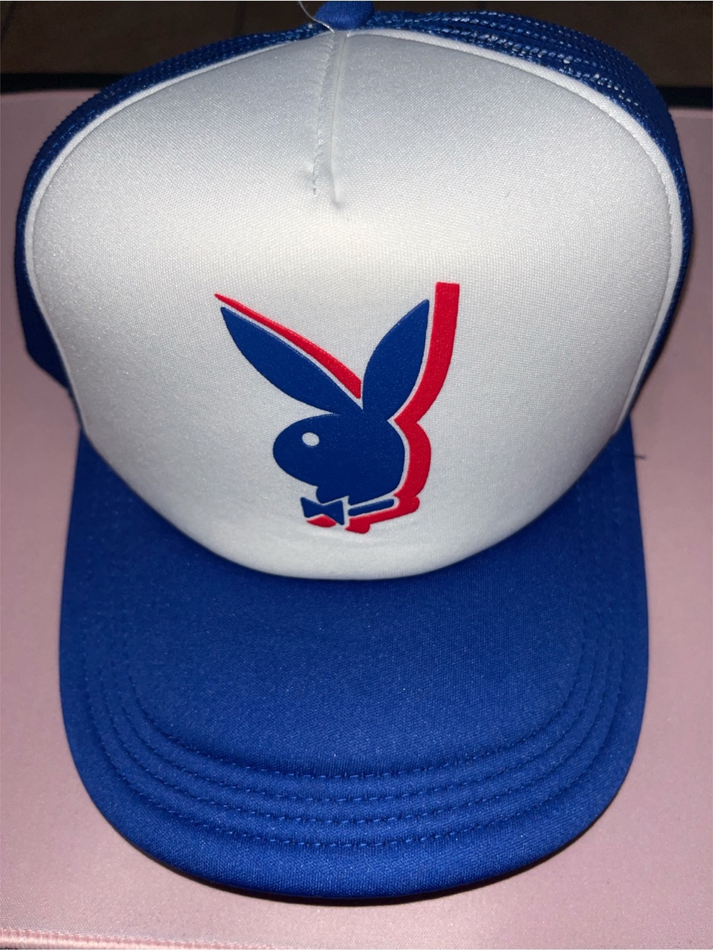 Brand NEW Playboy royal blue, white and red unisex snapback hat